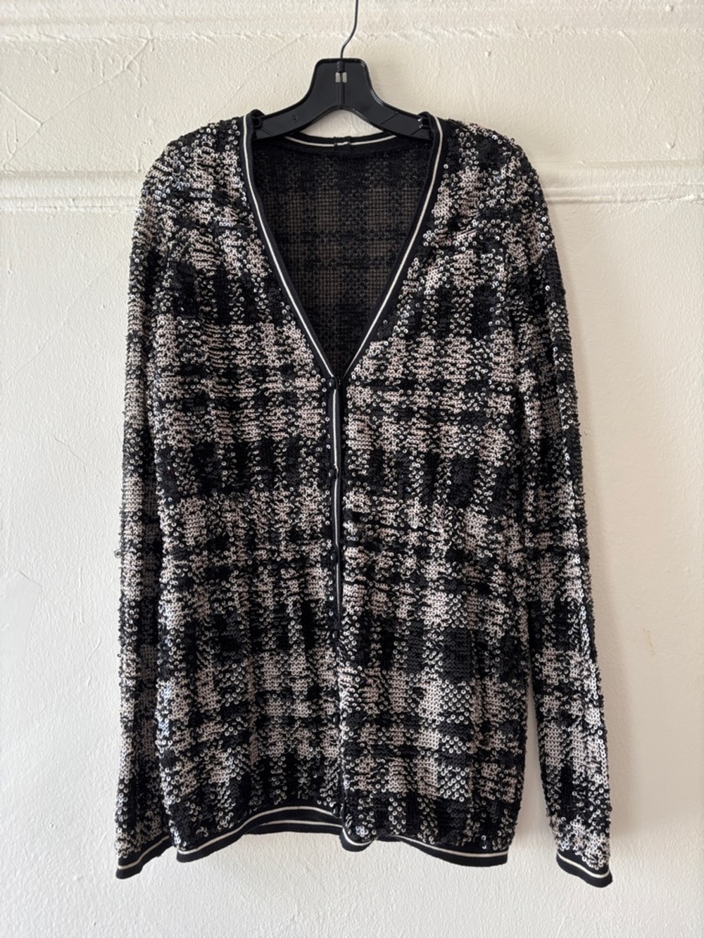Anna Sui Plaid Sequin Cardigan